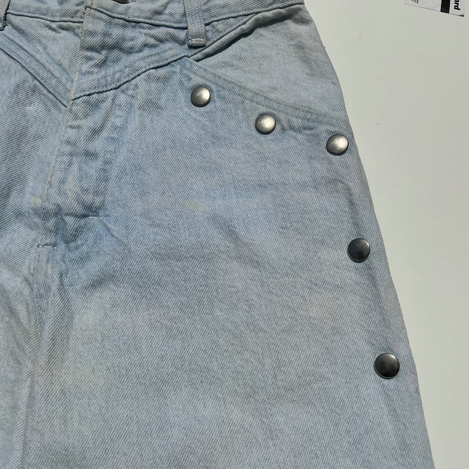 Vintage Western High Waist Snap Button Side Light Wash Denim Jeans Made in USA 9