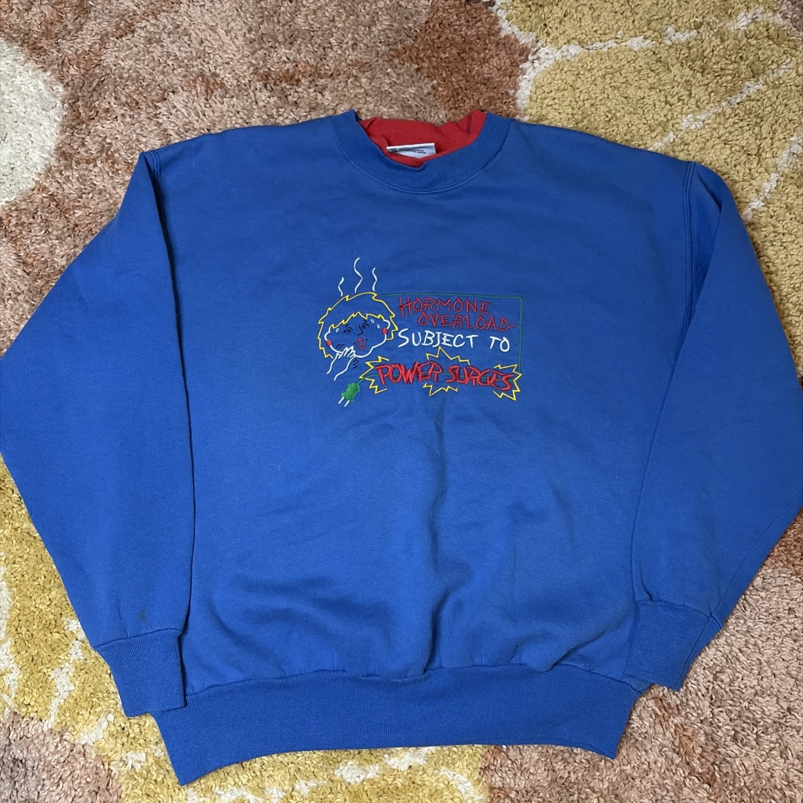 1990s Y2K Vintage Grandma Embroidered Humorous M&C Double Collar Crewneck L