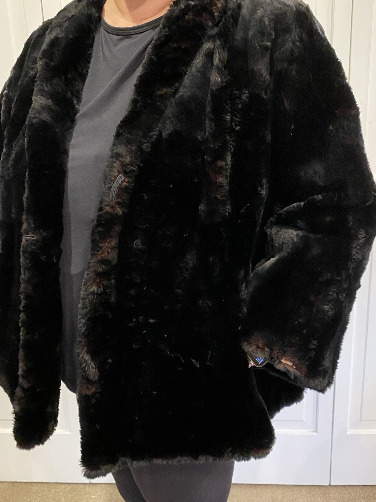 VINTAGE Genuine Rabbit Fur Coat Northgate Fur Co Black Size L GORGEOUS & RARE