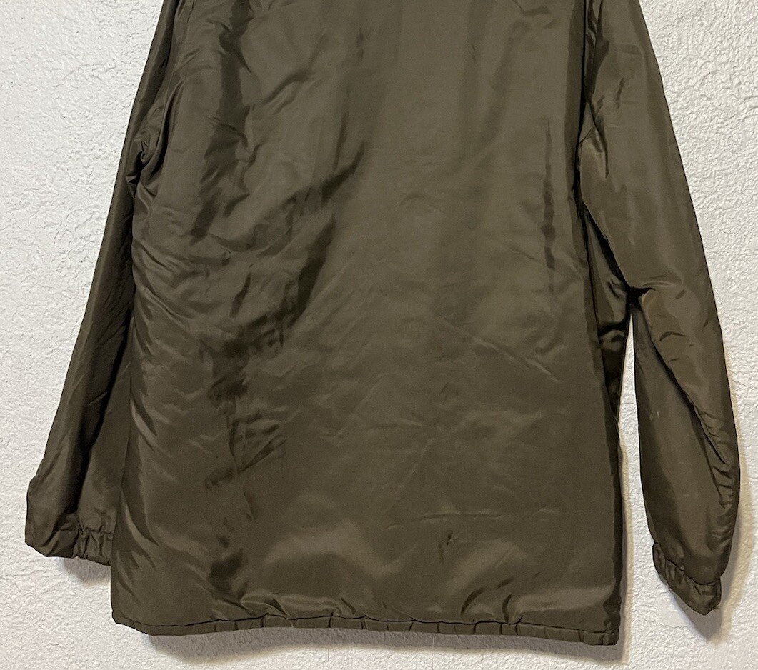 SPORTCASTER Ski Fashions Women’s L Olive Green Parka Coat Jacket Distressed Vtg