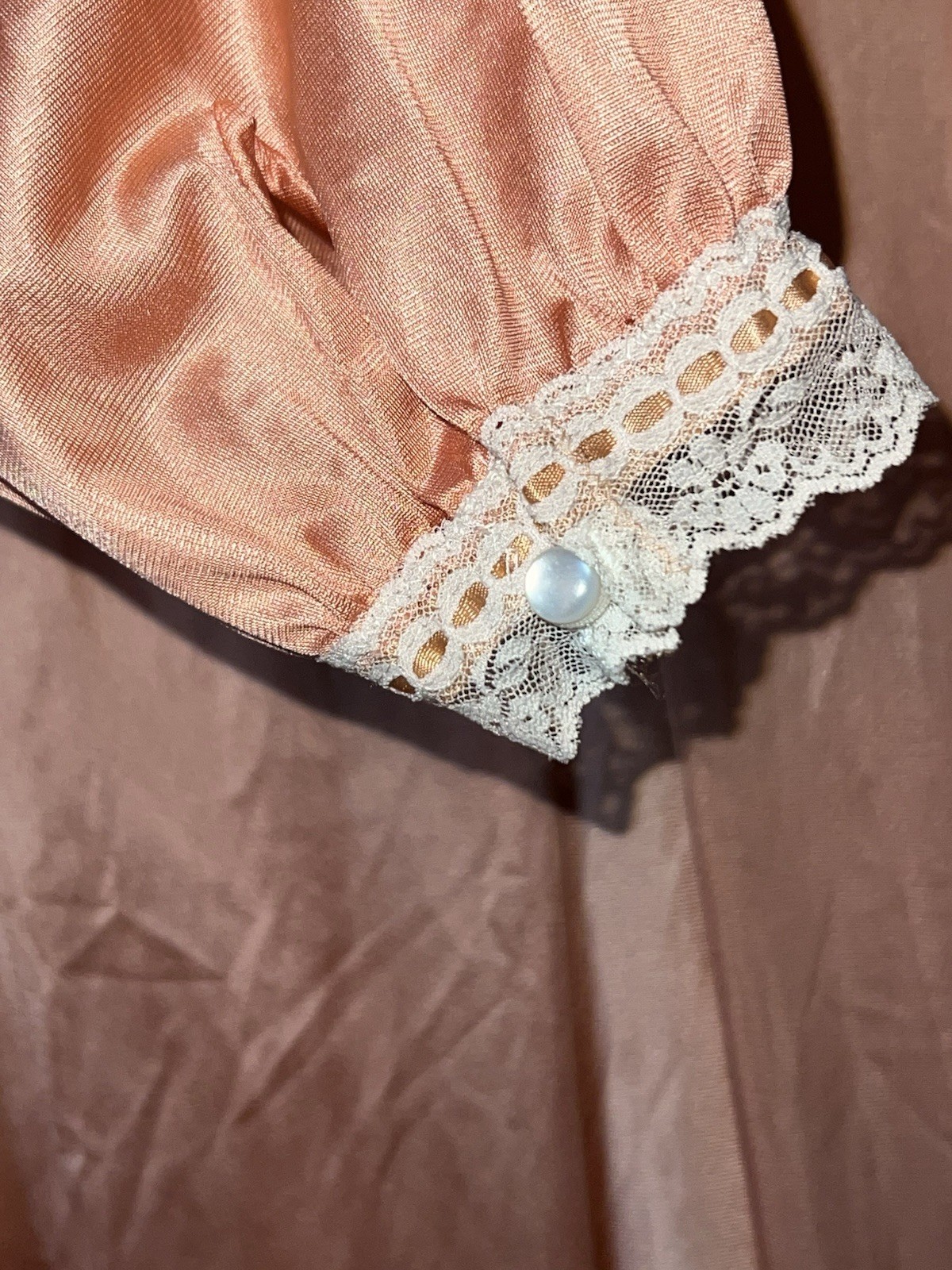 Vintage Pin-up 50”s Henson Kickernick Peach Lace Babydoll Nightgown Robe Set Sm