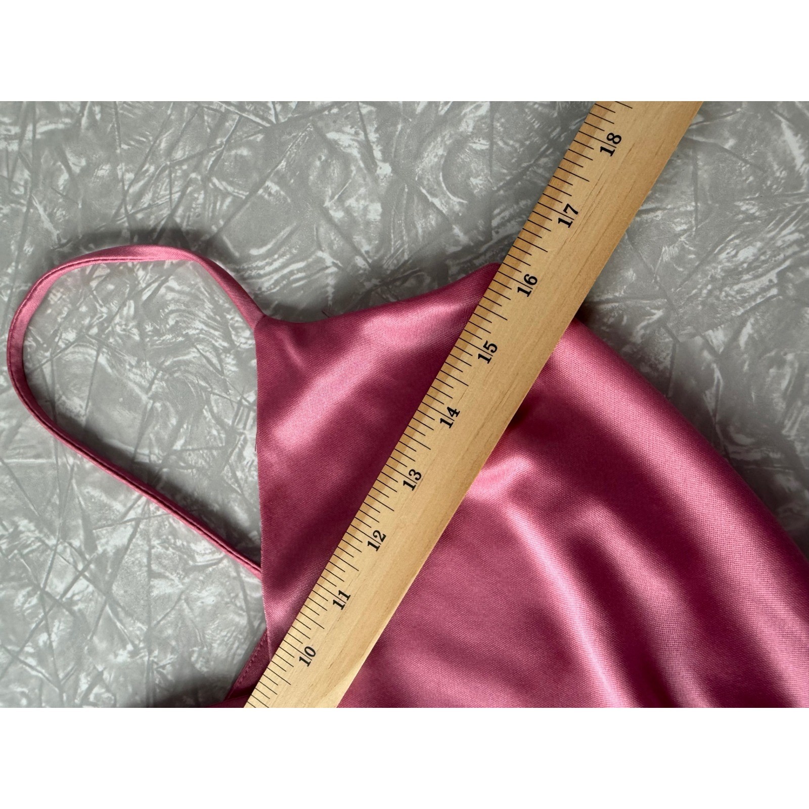 Vintage Pink Satin Maxi Dress V-Neck Spaghetti Strap Elastic Waist 11/12 Prom