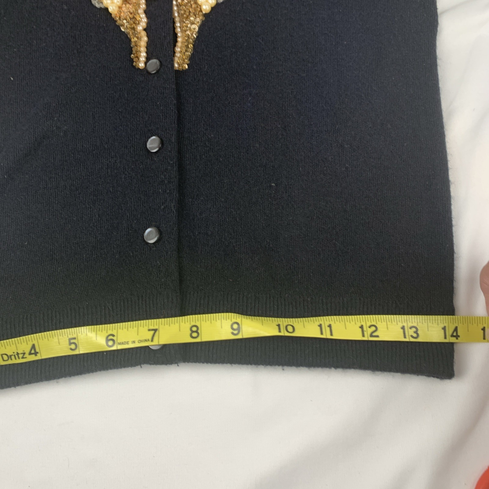 1960’s Orlon Turbo By Spuncraft Inc Black Sweater Gold Sequins, Small Sparkly
