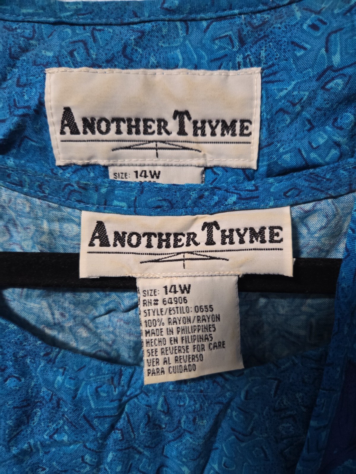 Vintage Another Thyme 2 Piece Blue Floral Dress Set Short Sleeve Jacket 14W