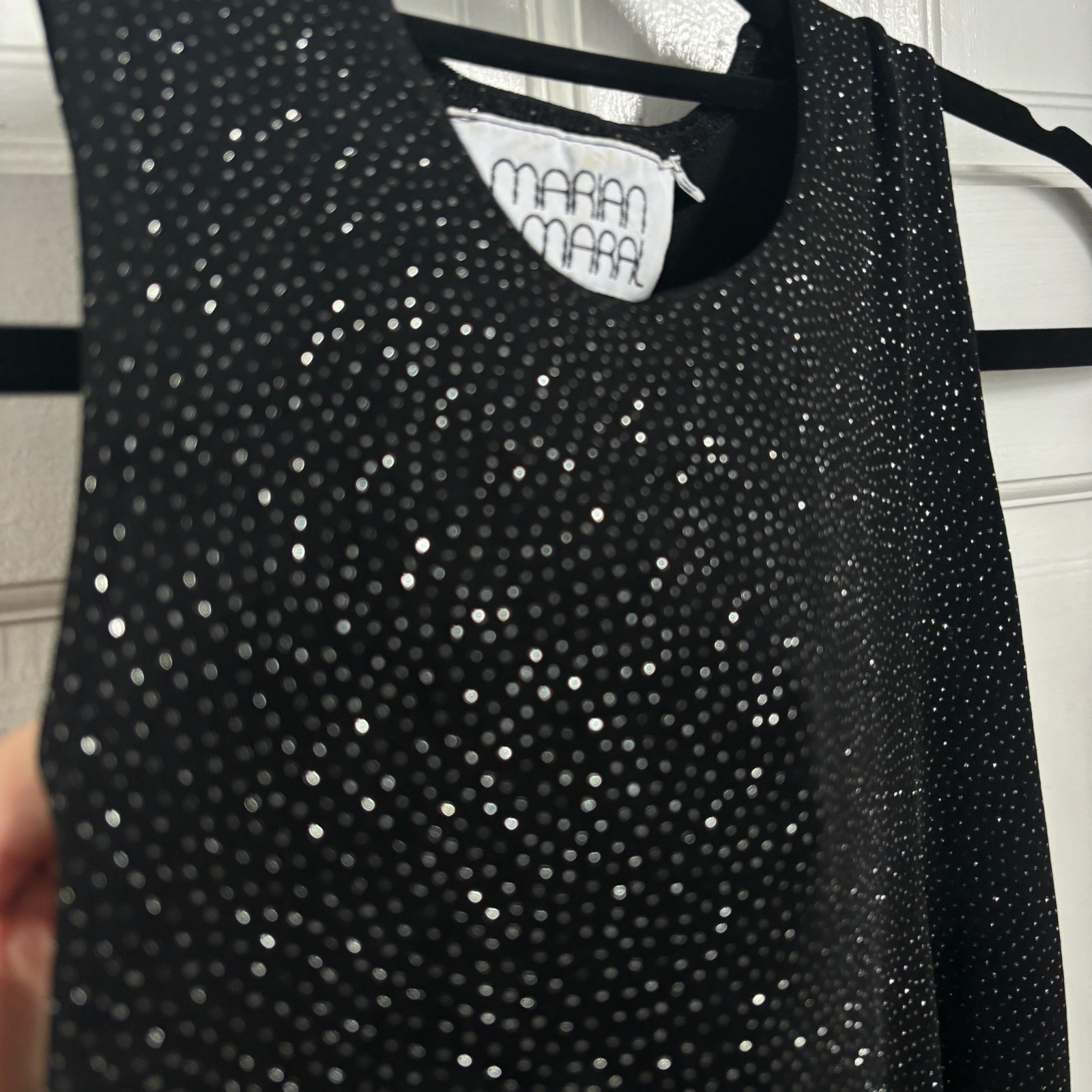 Marian & Maral Dress Sparkle Glitter Black 90s Vintage Stretchy Short Sleeveless
