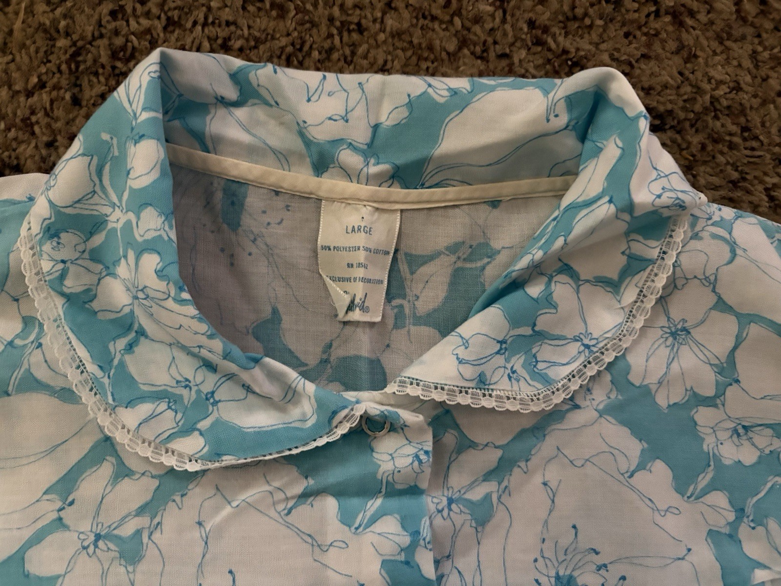 Vintage Housecoat Duster Nightgown Philmaid Snap Front Grannycore Size Large