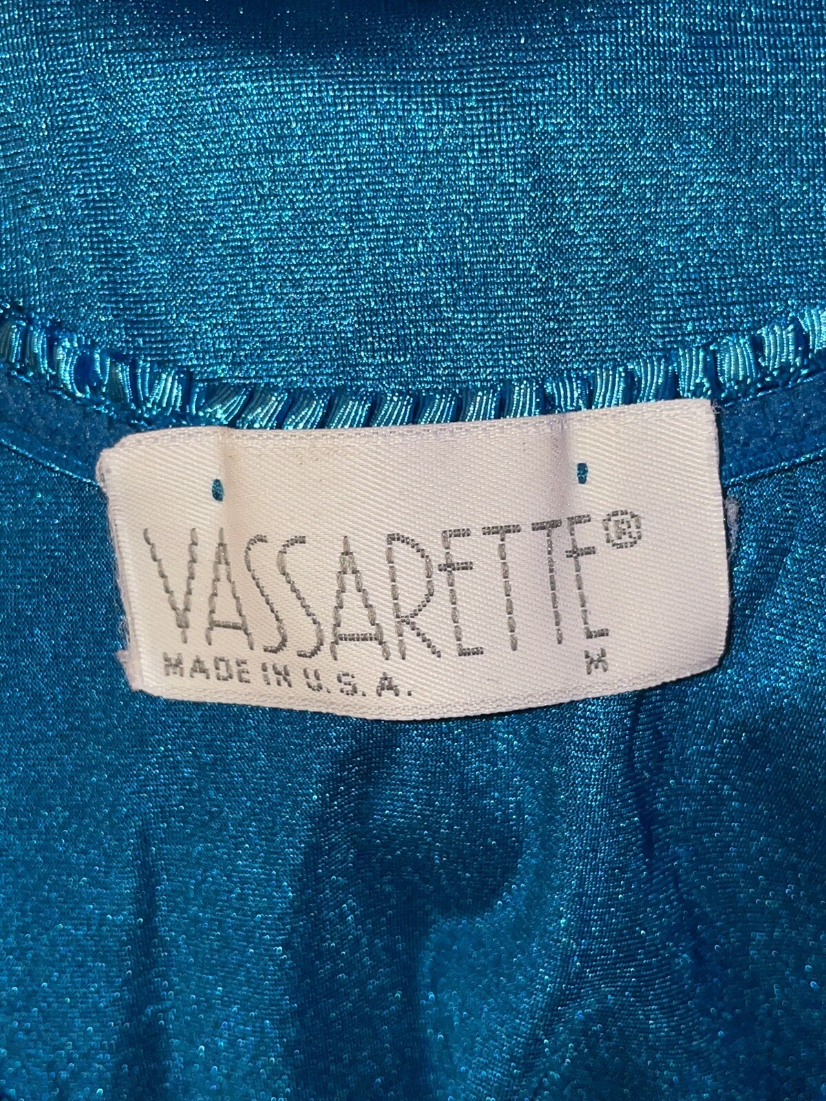 VTG Vassarette Silky Soft Nightgown Negligee Gown w/Rosette Blue Size M