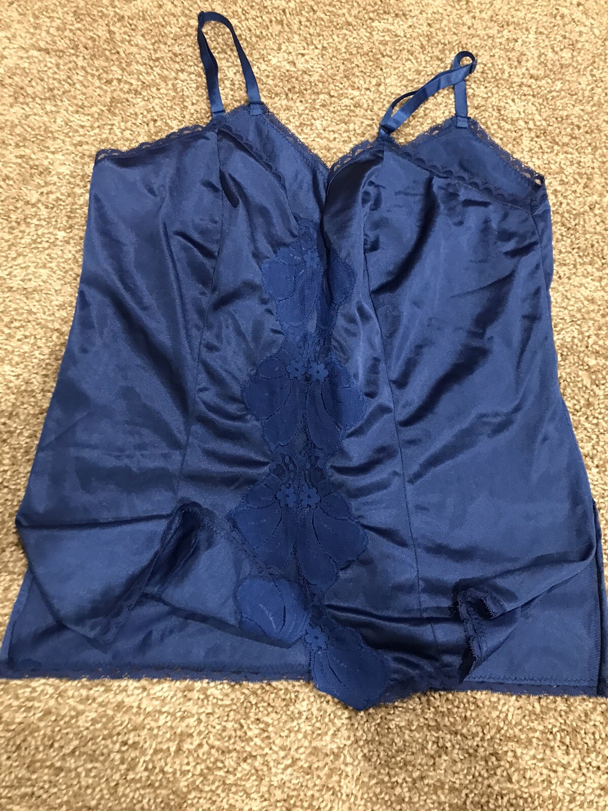 Vtg Ashley Taylor Floral 2-pc Camisole & Half Slip Set 100% Antron III Nylon
