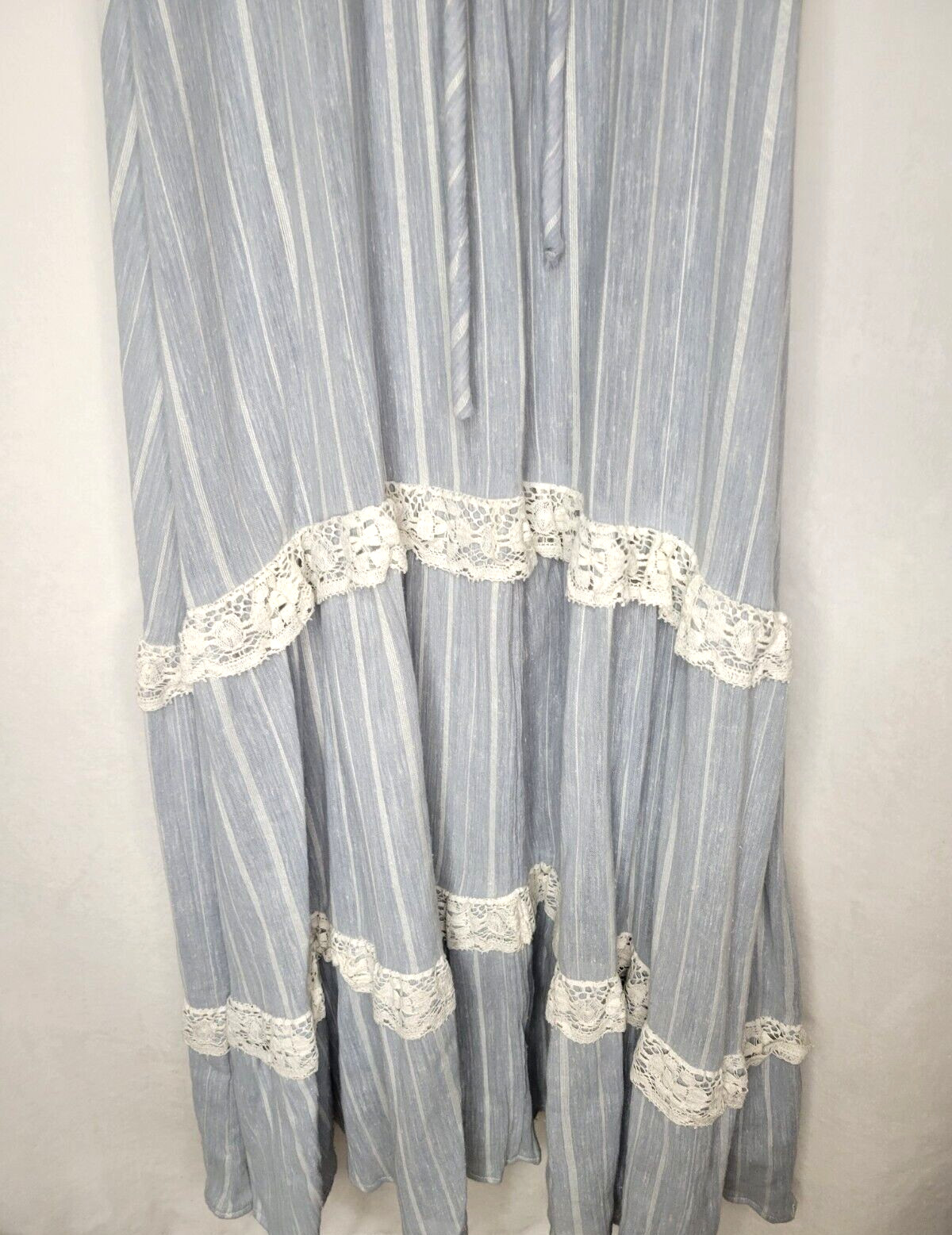 VTG 70’s Blue Tiered Prairie Maxi Dress Trivia By Charm Cottage See Measurements