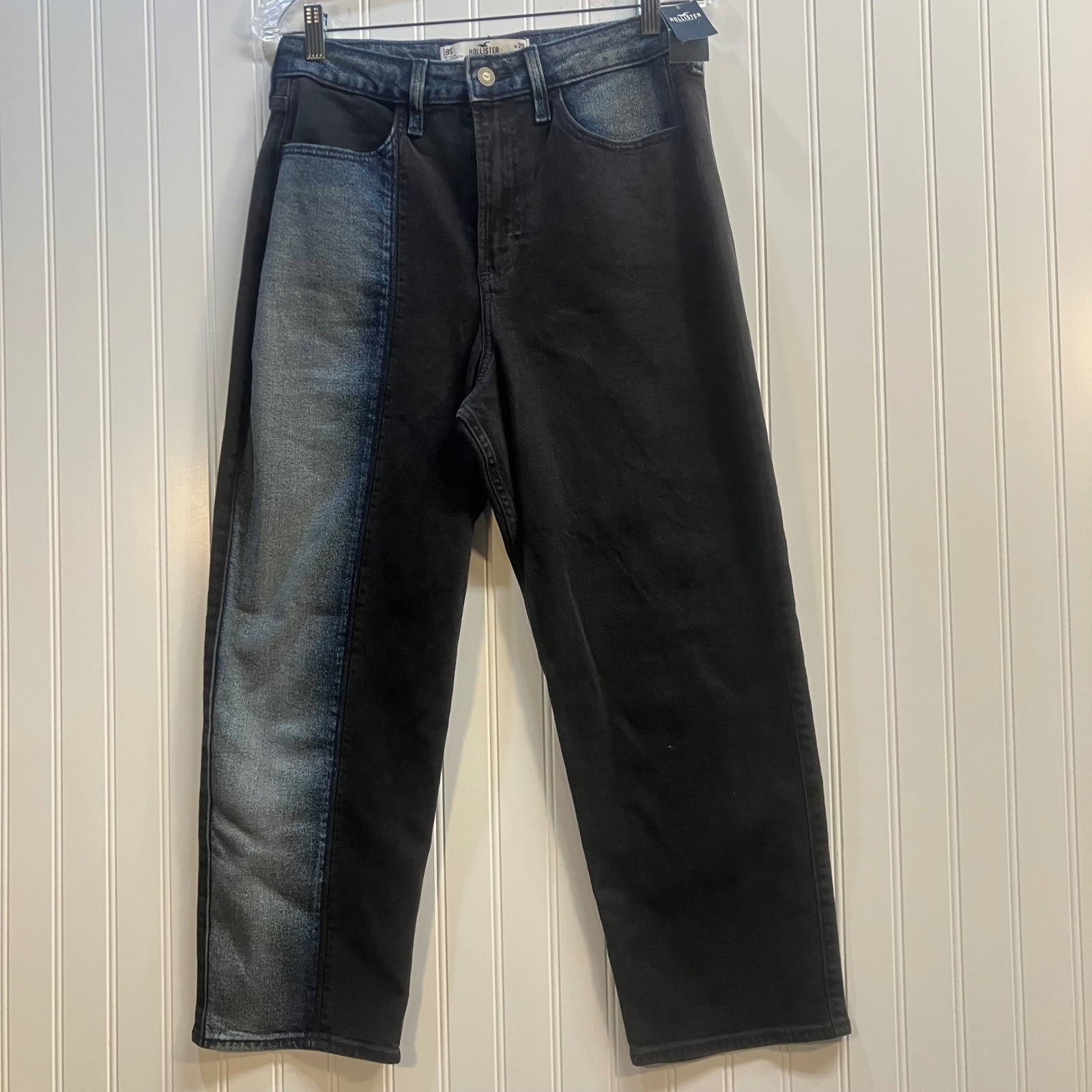 Hollister Curvy Ultra High-Rise Vintage Straight Colorblock Jeans W29 L25 Short