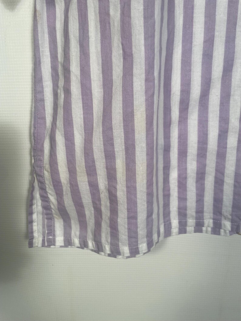 Vintage 1990s Plus Size Spring Floral All Cotton Striped Blouse Size 16 XL