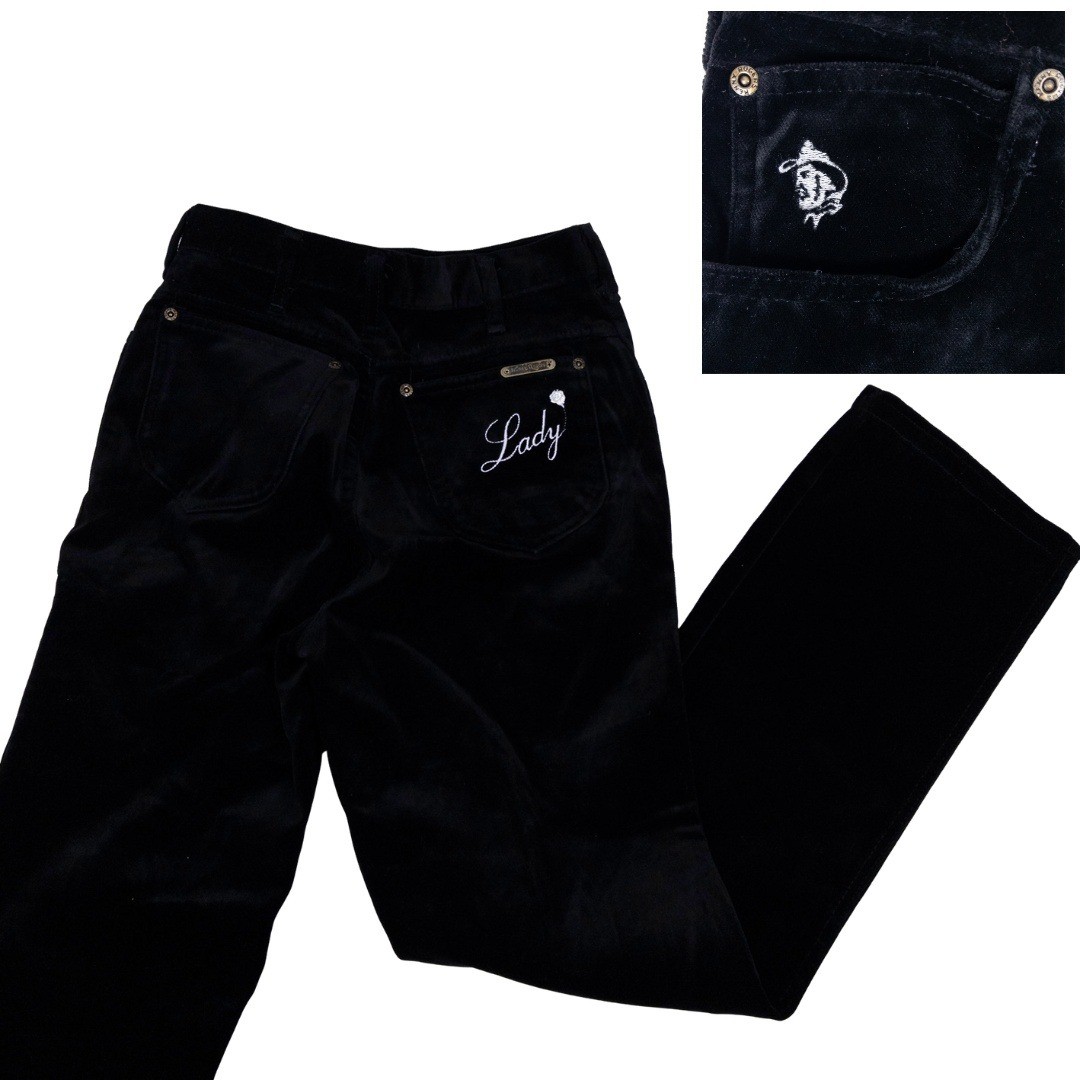 Kenny Rogers Lady Karman Pants Womens 11/12 Black Velveteen Western 70s Vintage