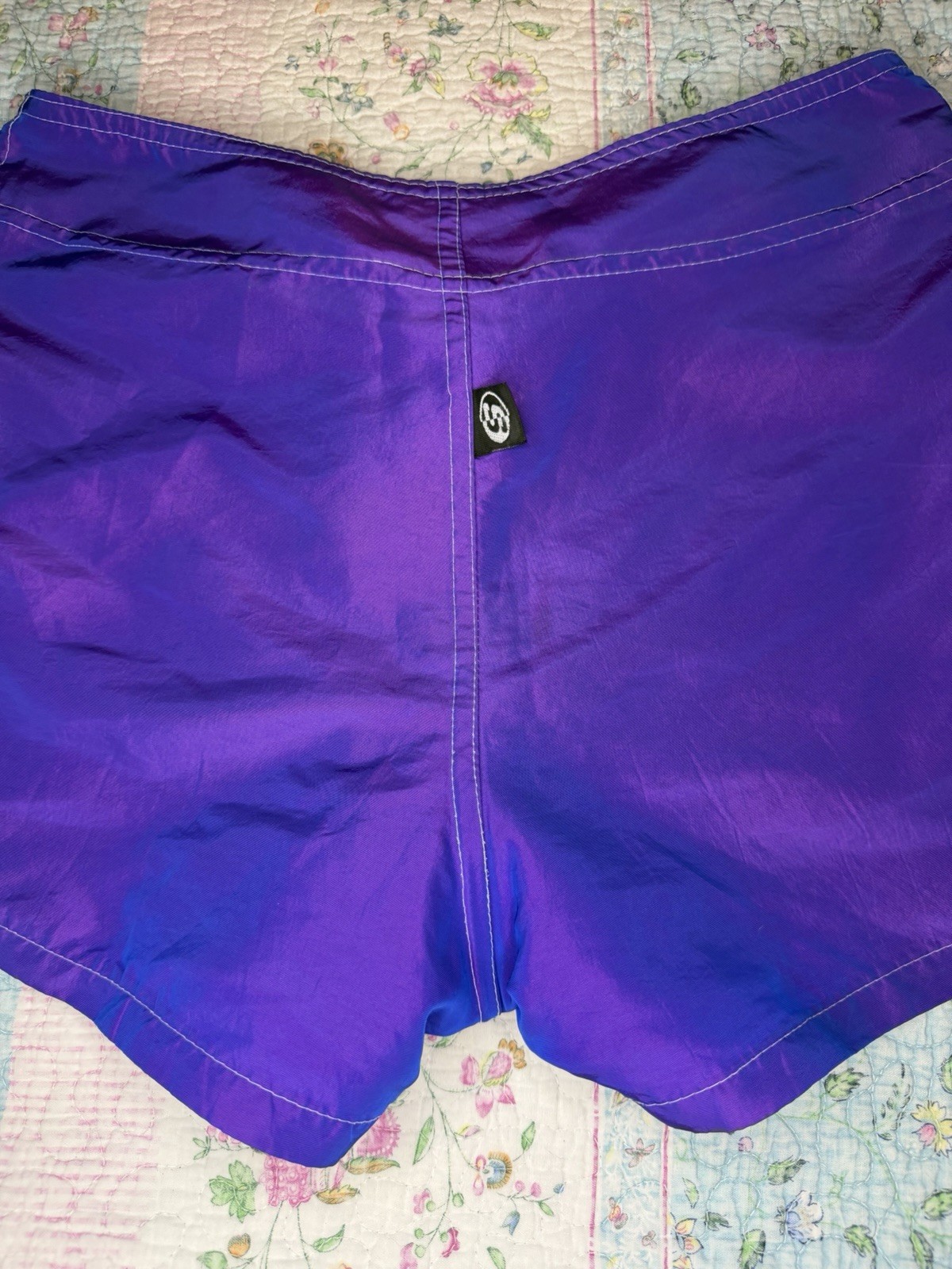 VTG 90s Y2K Surf Style Purple Iridescent Windbreaker Jacket & Board Shorts SM