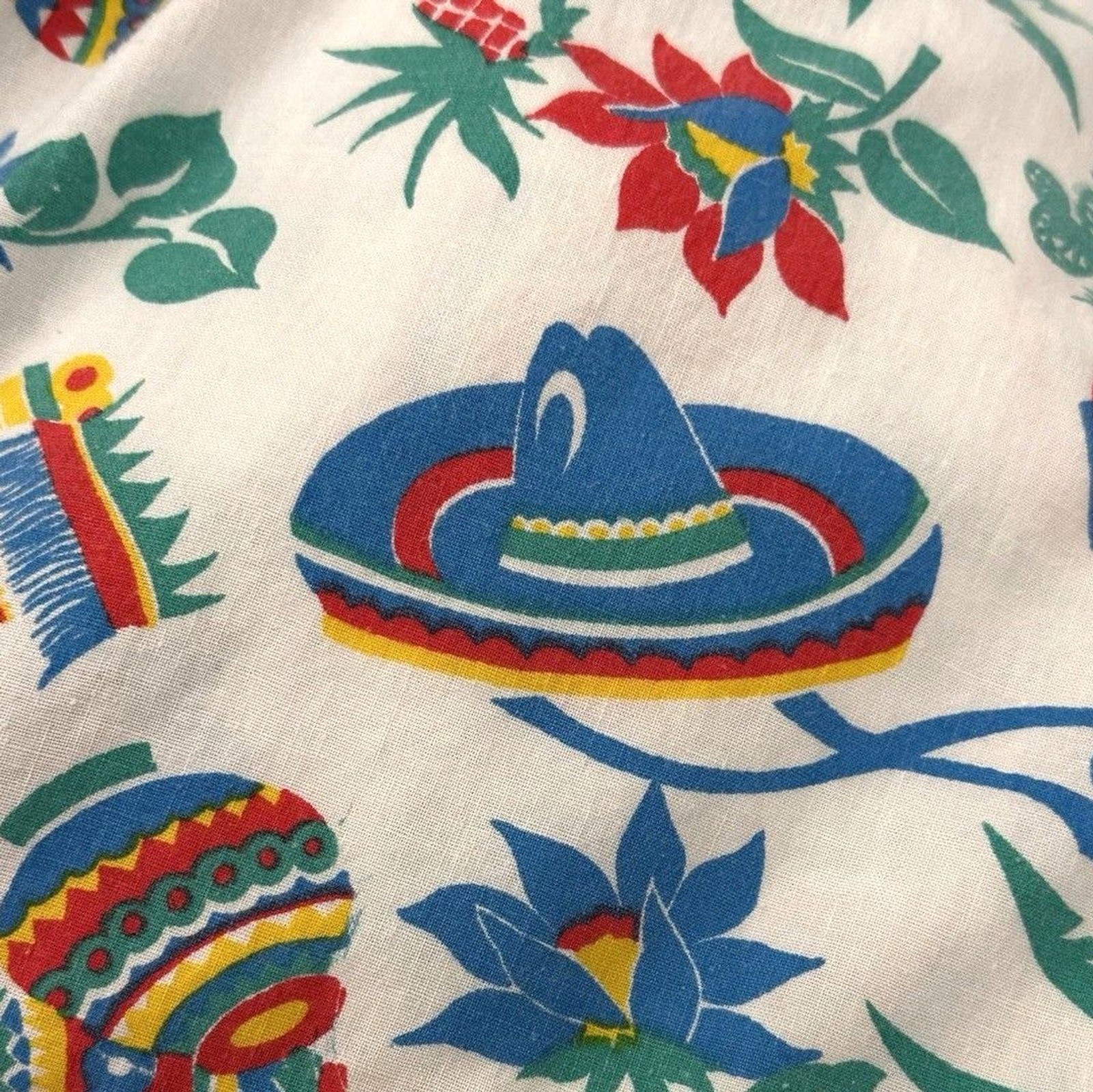 Vintage 90s Venezia Mexico Novelty Shirt Sz 26/28, 2X Vacation Sombrero Colorful