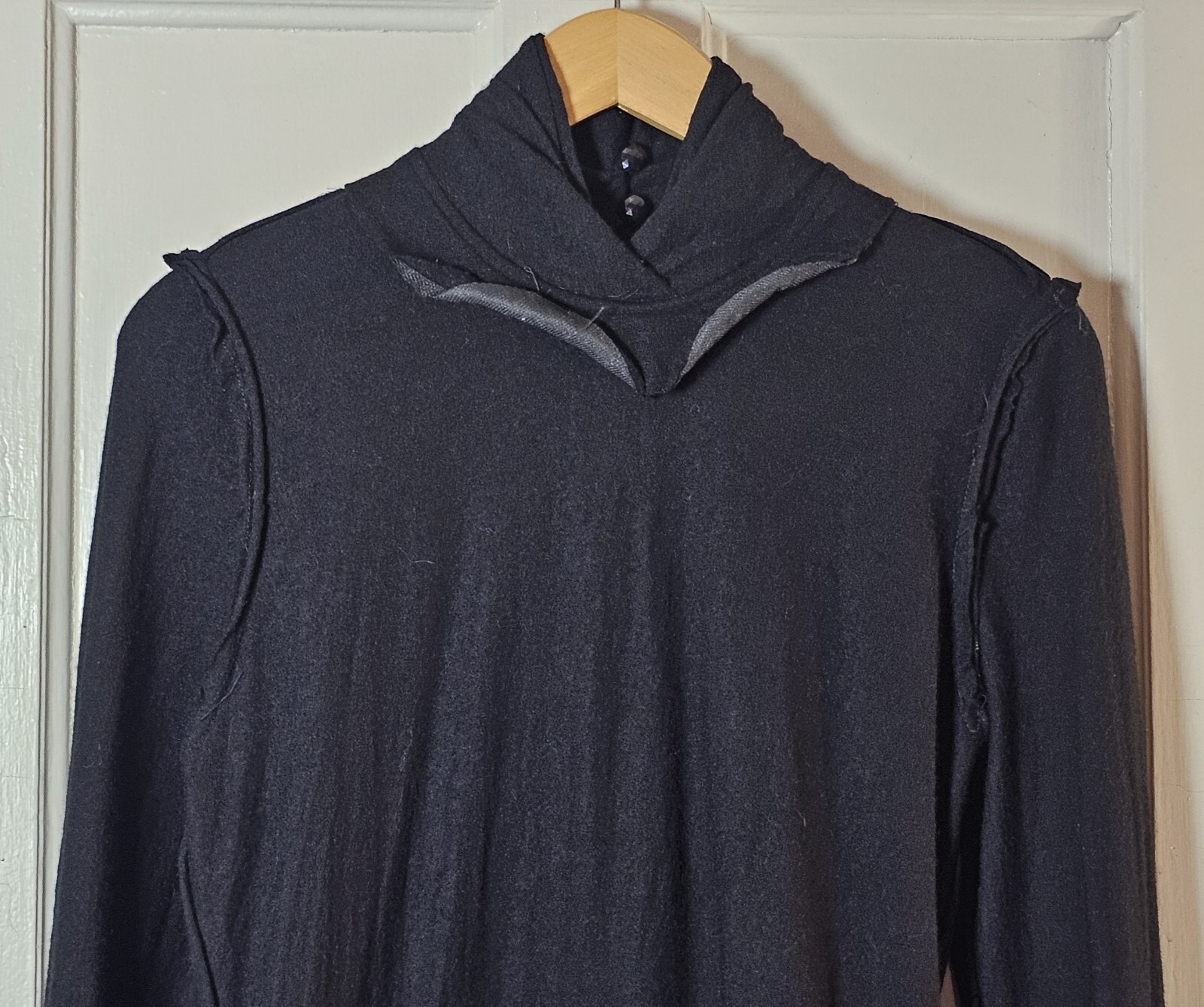 Vtg 80’s The Kollection Petites Dress Women Sz 12P Black Wool L/S Tiered Ruffles
