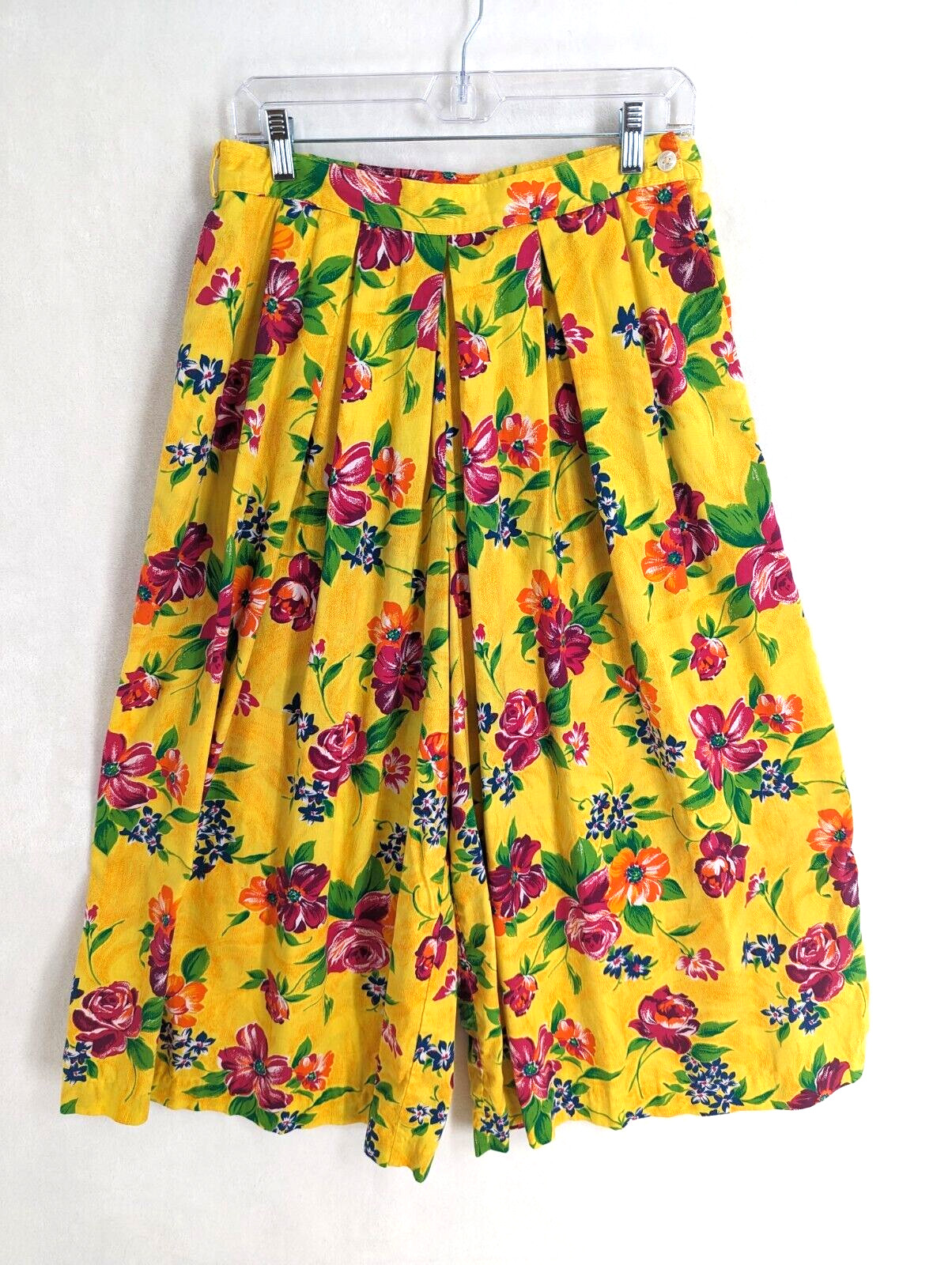 Talbots vintage women’s yellow floral cotton gaucho pants/ split skirt pockets