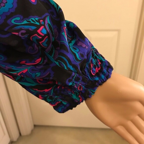 Vintage Diane Freis Multi-color Midi Floral Paisley Silk Dress Size 8/10 Medium