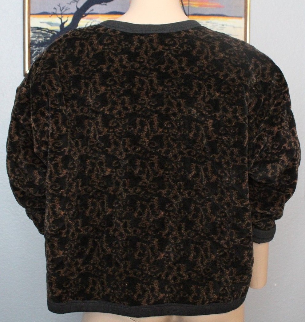 Vtg 80’s Sonia Rykiel Paris France Quilted Floral Velvet Sweater Jacket XL