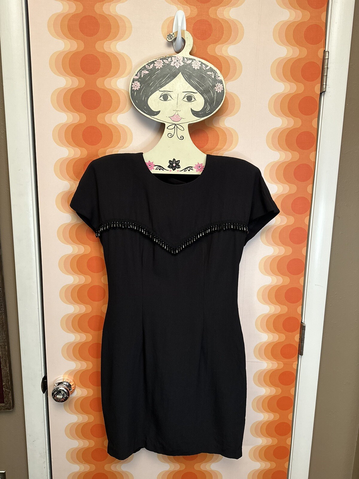 Vintage Little Black Dress Donna Ricco Size 8 Beaded Details