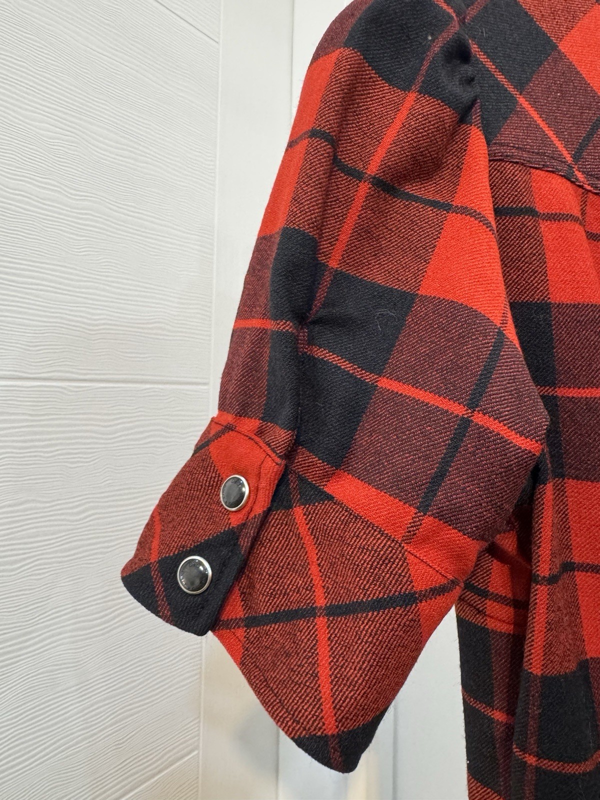 D&G Dolce Gabbana Red Black Plaid Wool Shirt Dress IT 42 US 6