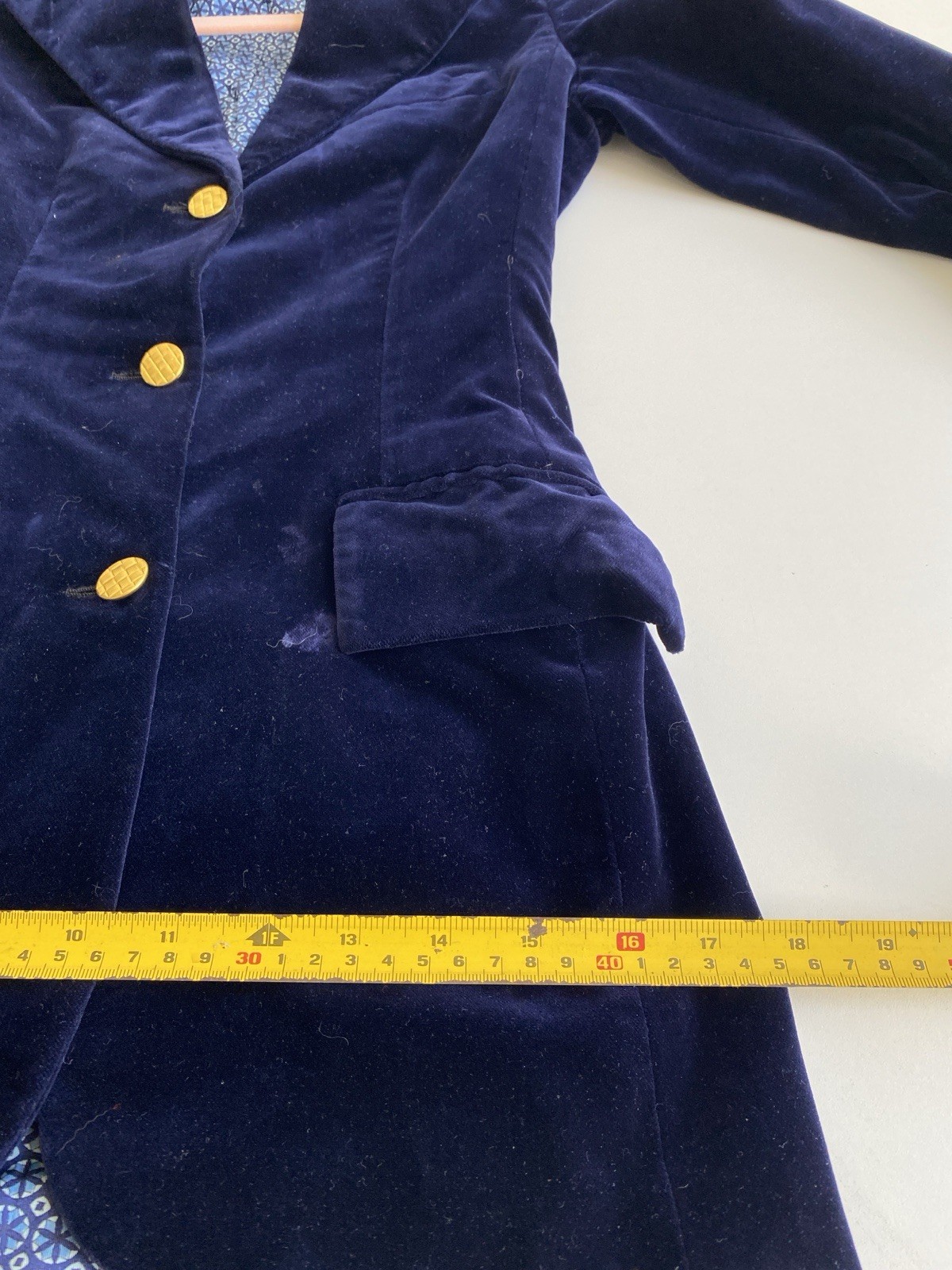 Vtg 70s Leon Block XS Riding Coat Jacket Blazer Velvet Sexy Blue Equestrian