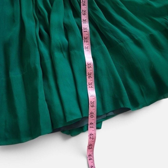 Vintage 50s Emerald Green Chiffon Party Dress XS 2 / 4