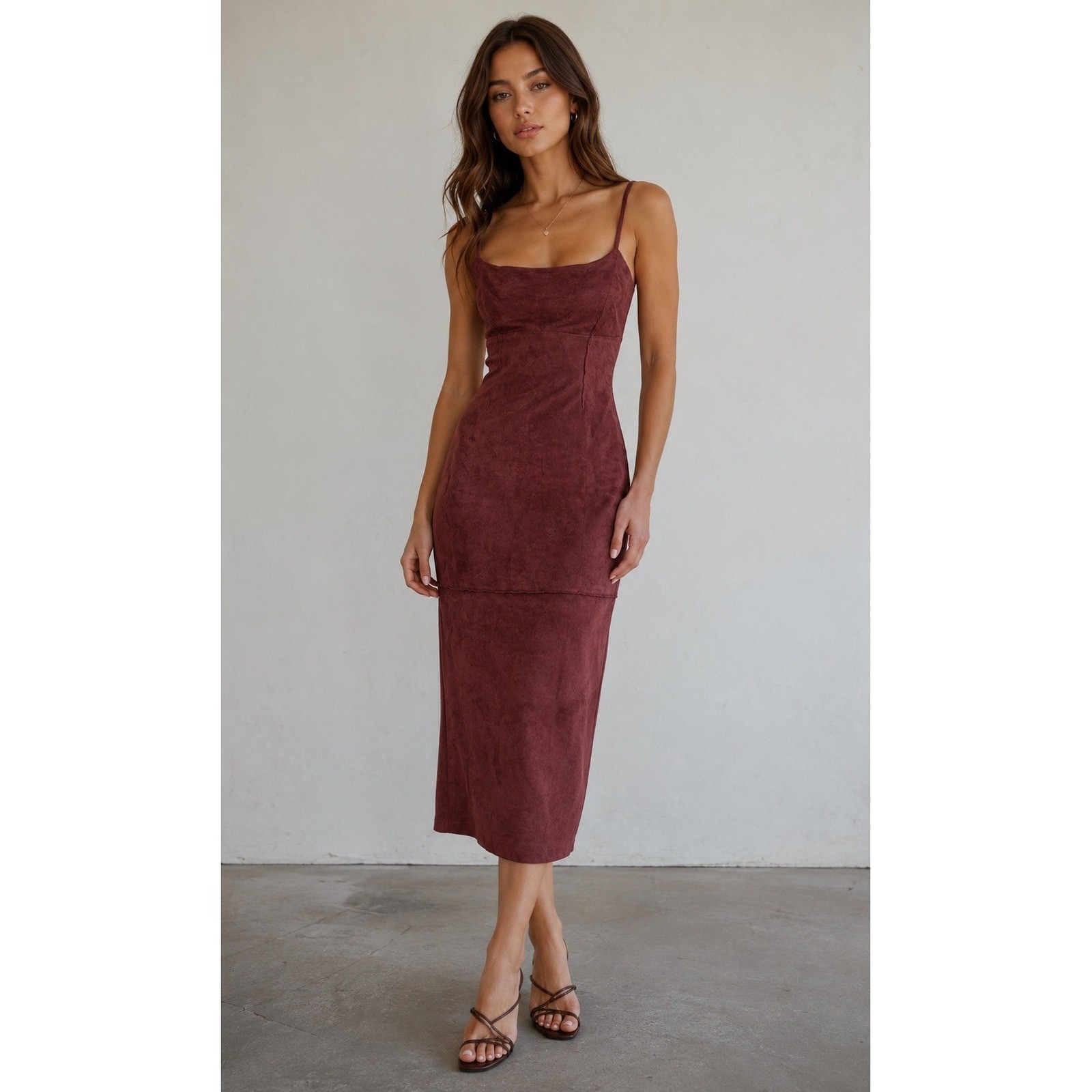 Vintage Deadstock Bisou Bisou 100% Suede Lace-Up Back Midi Dress Size L Western