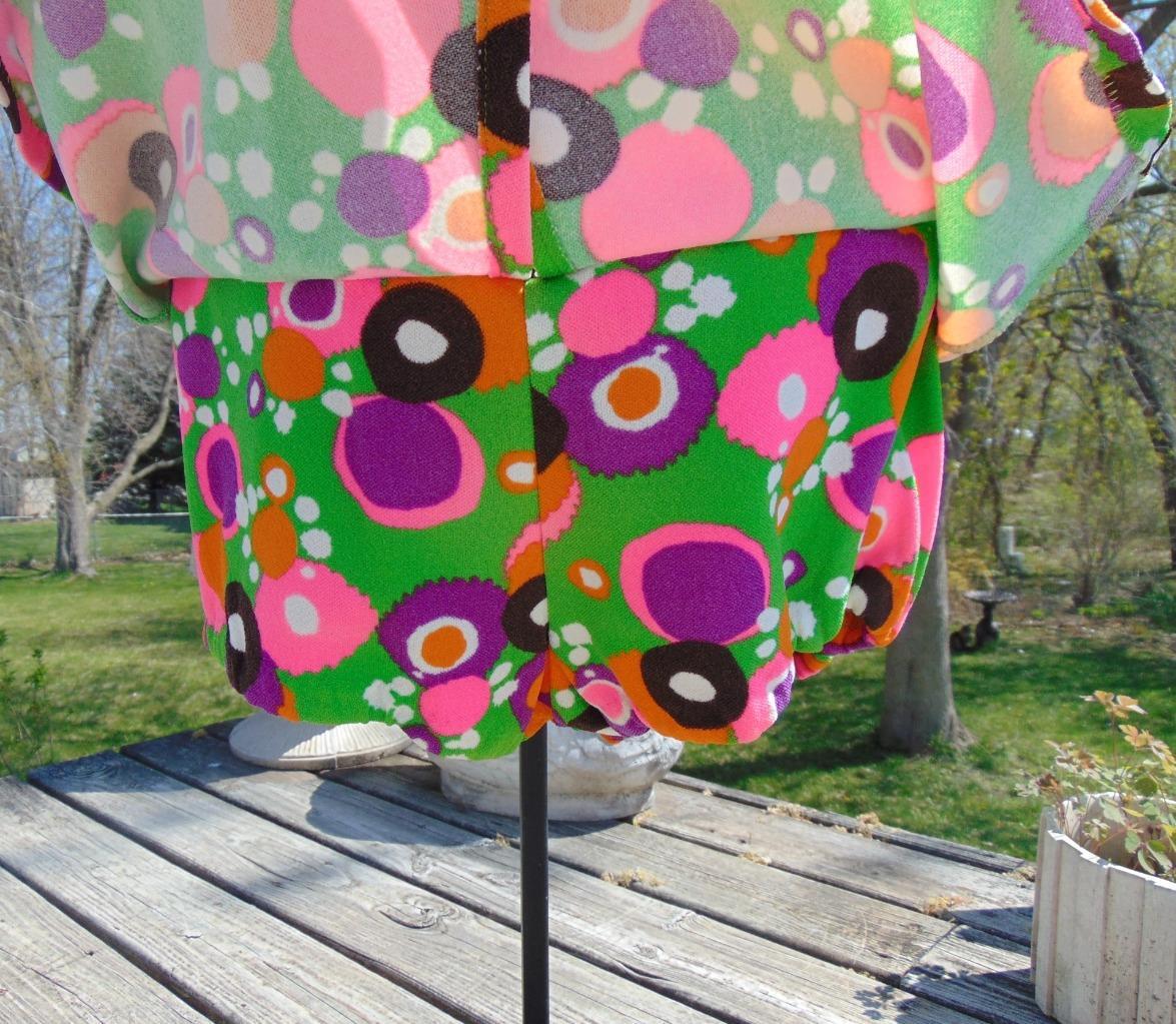 VTG 70S MONTGOMERY WARD Lime Green PSYCHEDELIC Skirted Play Suit Swim Suit