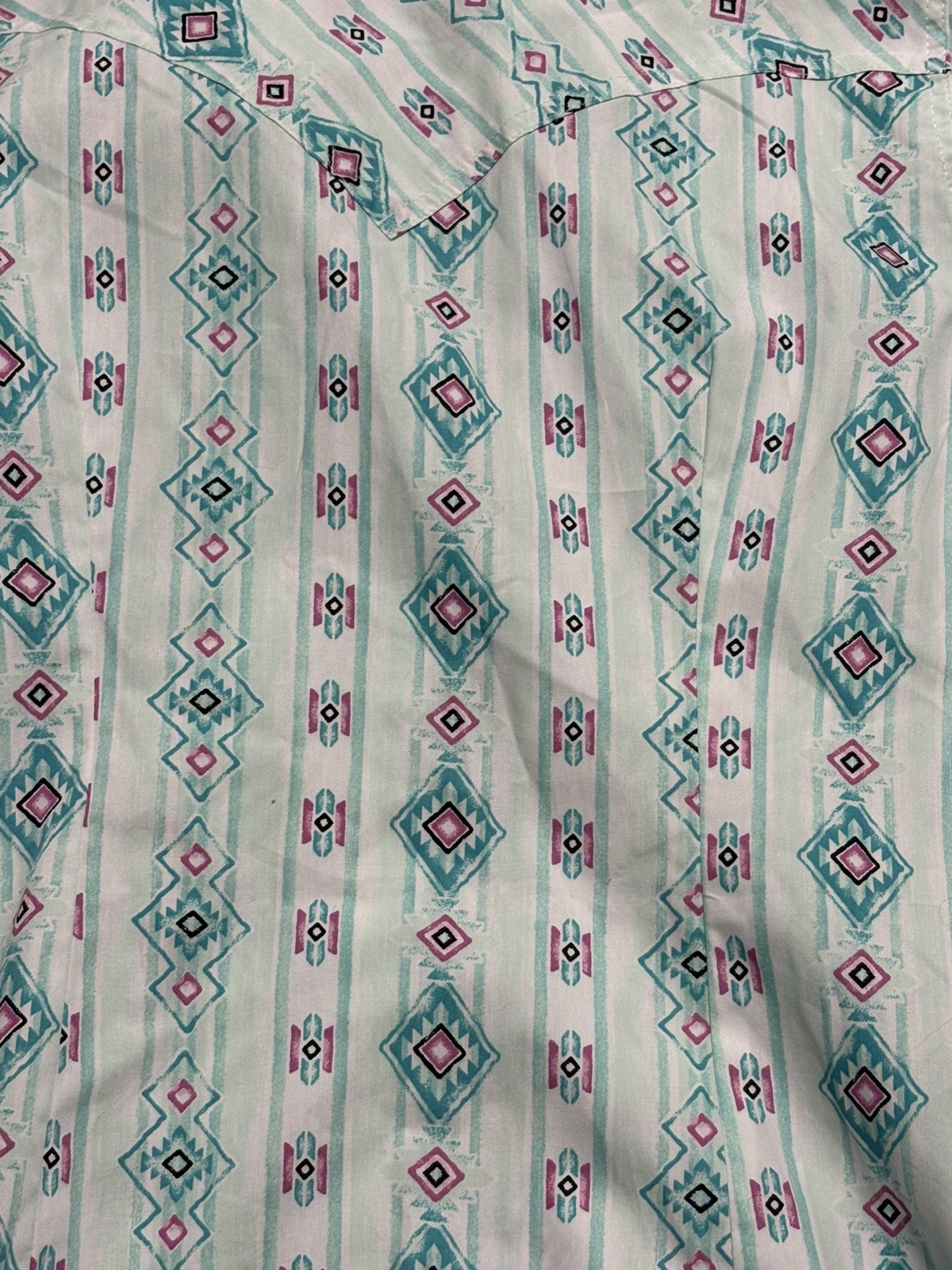 Wrangler Retro Women’s L western Pearl Snap Shirt Aztec Turquoise Southwestern