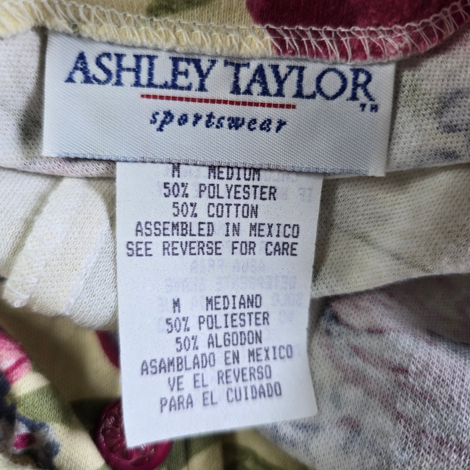Ashley Taylor Vintage 90s Floral Button Front Jumper Dress Yellow Pink Blue Med