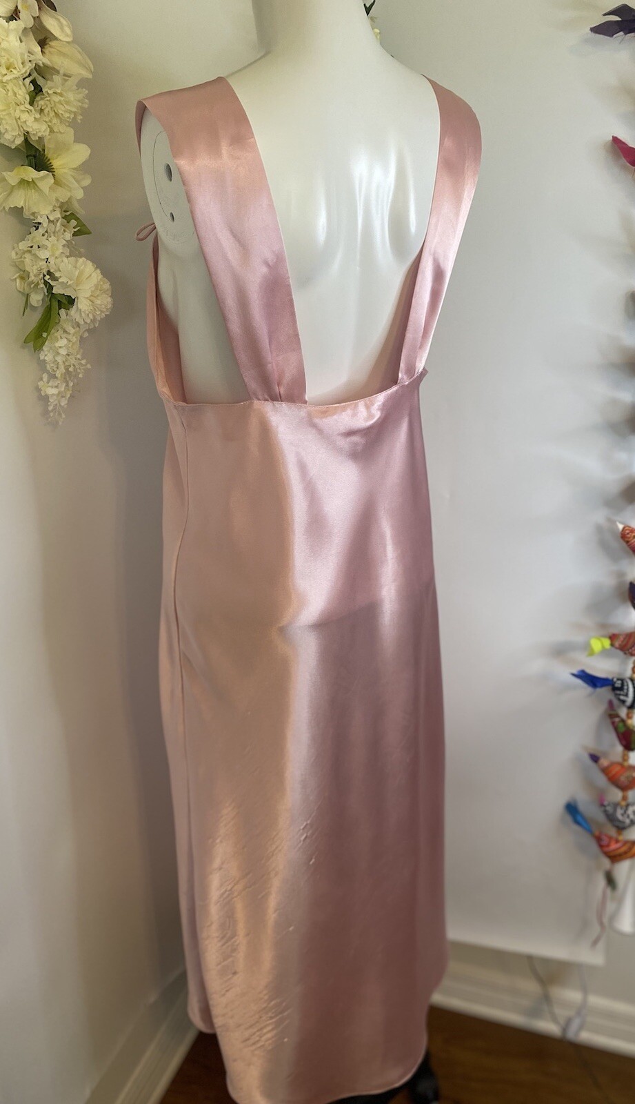 Vintage Val Mode Pink Lingerie Peignoir Sleep Gown Dress Ankle Length Size Large