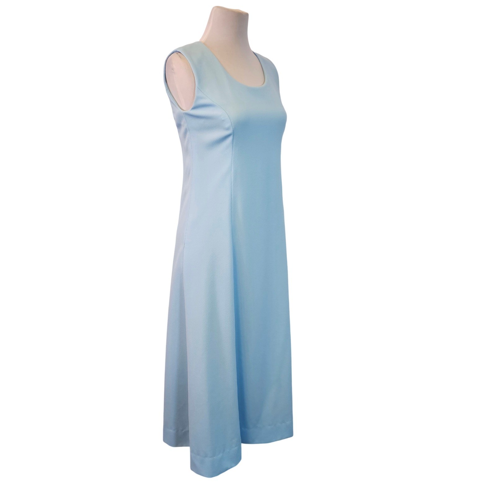 Vintage 1970s Emily Bundrick Blue Maxi Dress & Tie Jacket Set Mod Formal Size M