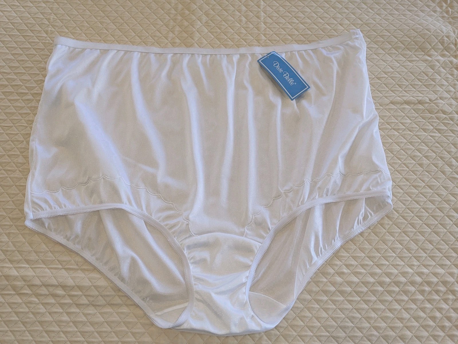 Dixie Belle White Nylon Size 14 Scalloped Leg Panty Brief Style 719 New With Tag