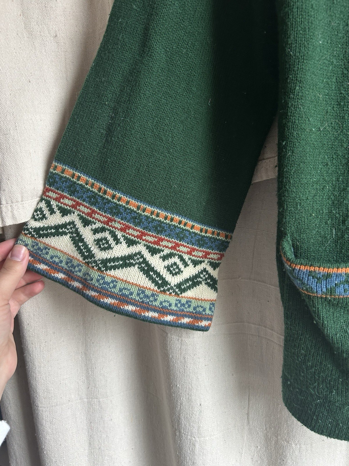 Vintage Rose Cardigan Size M Women’s Sweater Cottage Core Granny Knit Green 70s