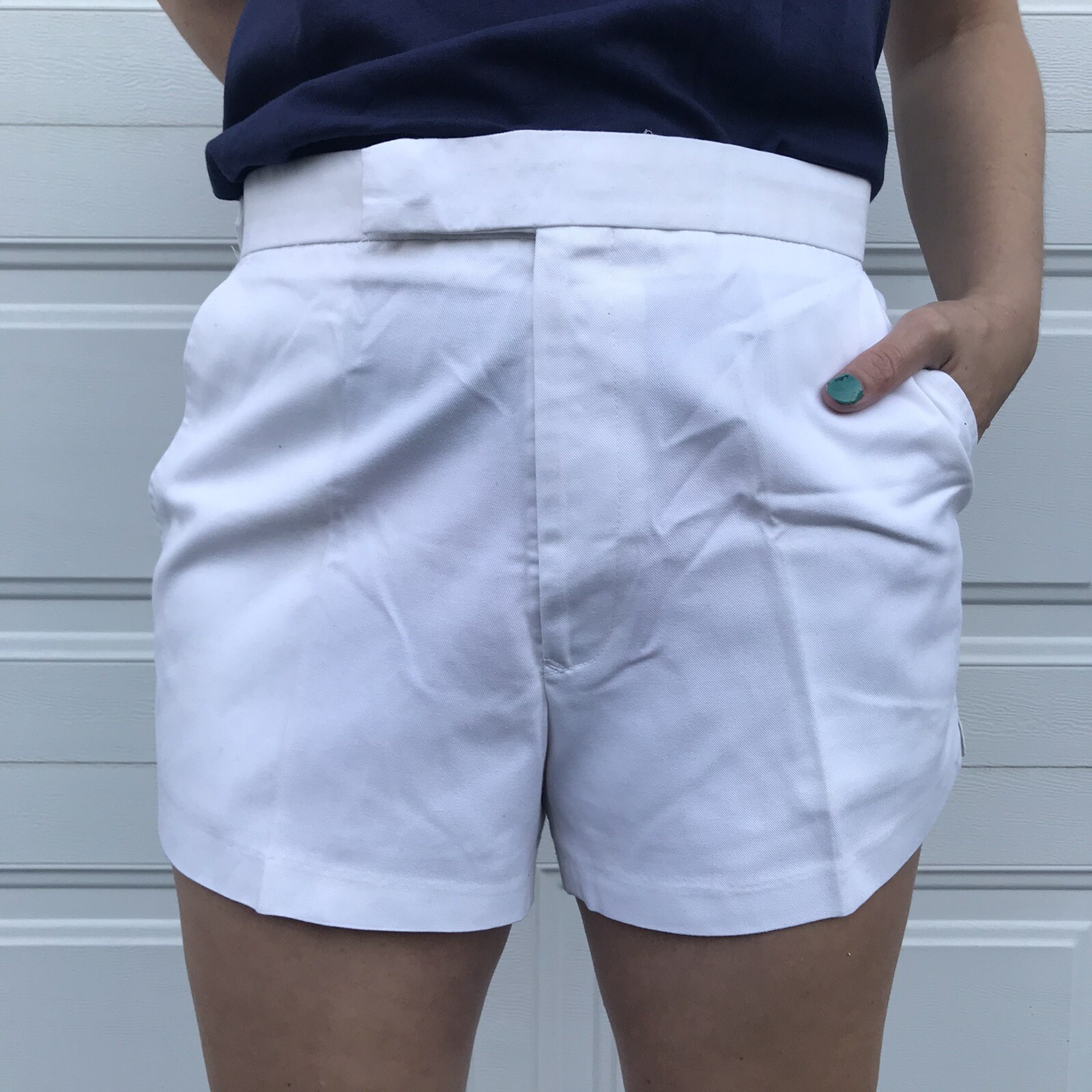 Cross Court vintage 70s ultra white tennis shorts polyester cotton vtg normcore