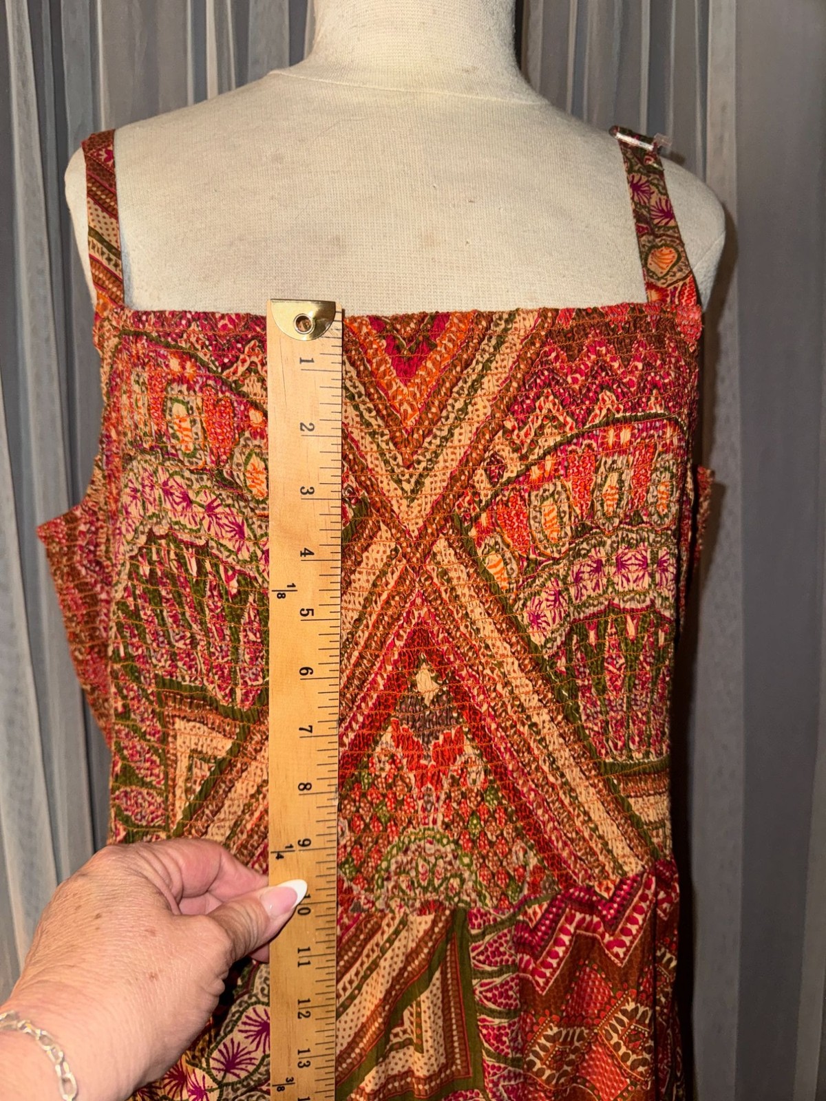 VTG Phool Plus Size 2X Dress 100% Indian Cotton Boho Handkerchief Hem Tent Maxi