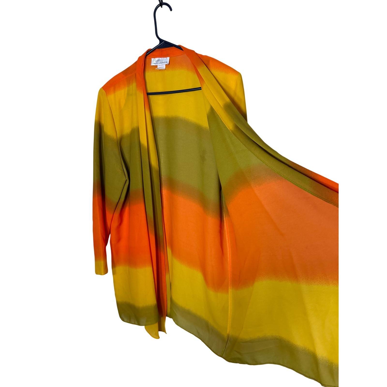 Positive Influence Vintage Ombre Stripe Dress and Cardigan Set Orange Yellow 18