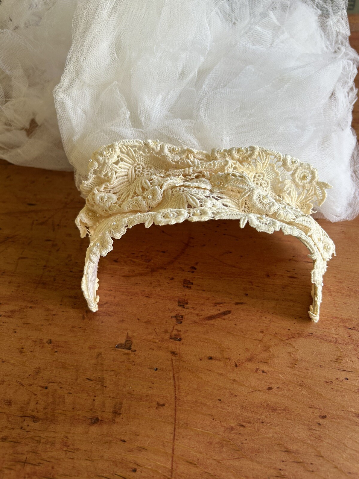 Vtg Edythe Vincent For Alfred Angelo Wedding Dress 1960s White Linen Ivory Lace