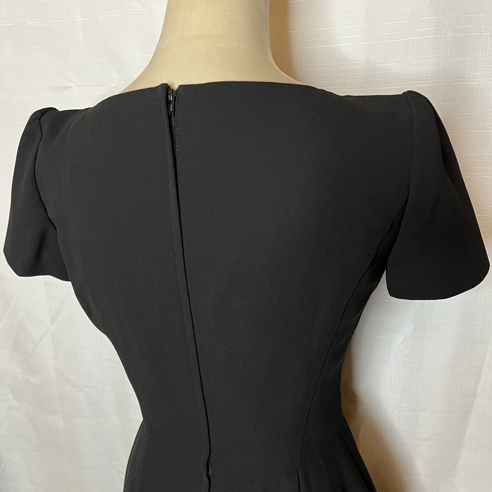 Vintage Francais Huey Waltzer Black Sheath Dress 4 Rhinestone Cocktail Elegant