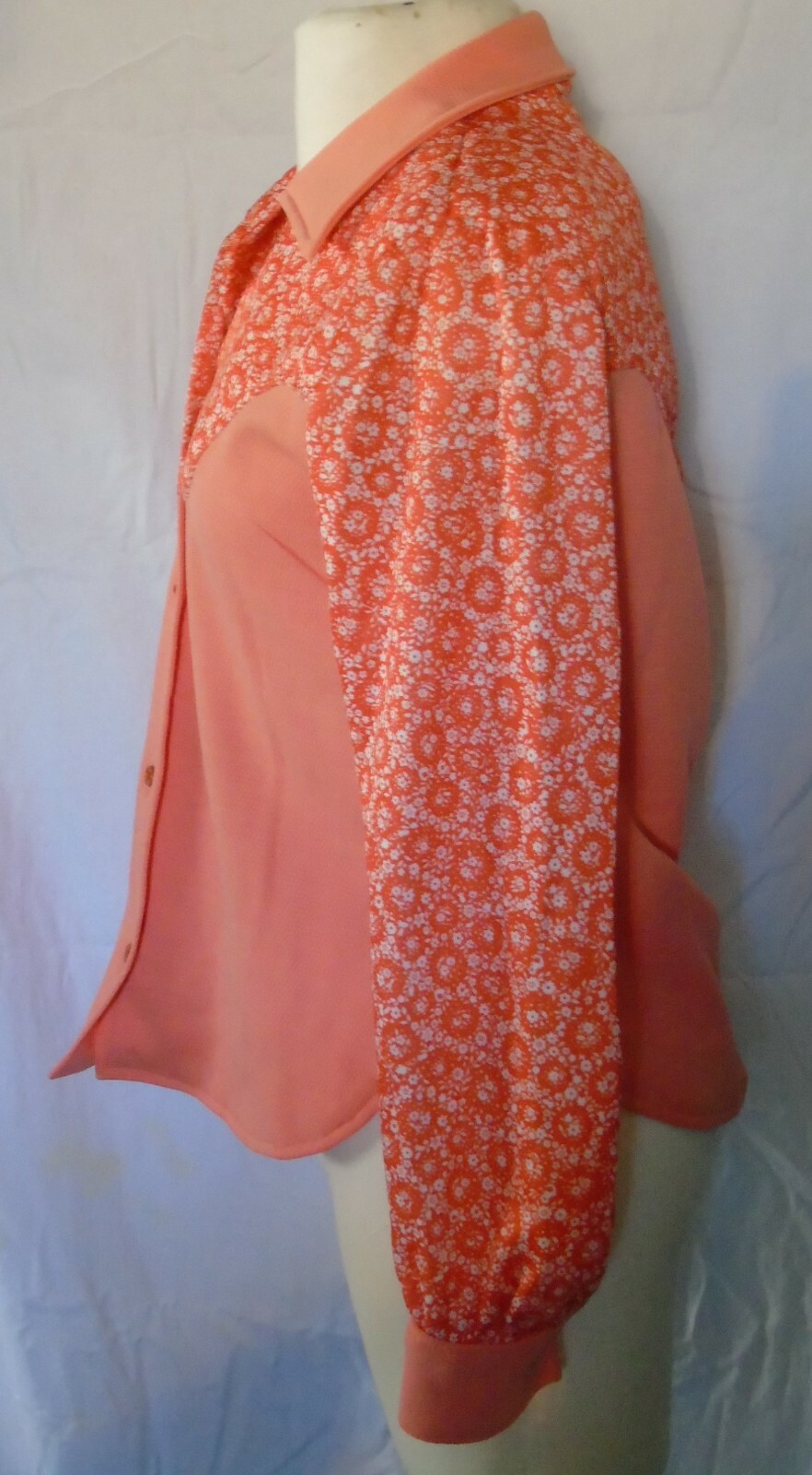 Vtg Polyester Orange Top Shirt Blouse Hand Made Western Look Size Sm Med #4