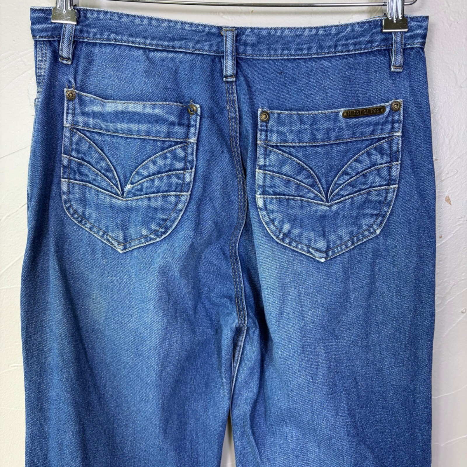 VTG 70s Nest Ce Pas High Waisted Flare Jeans Western Disco Denim 28×32 11/12