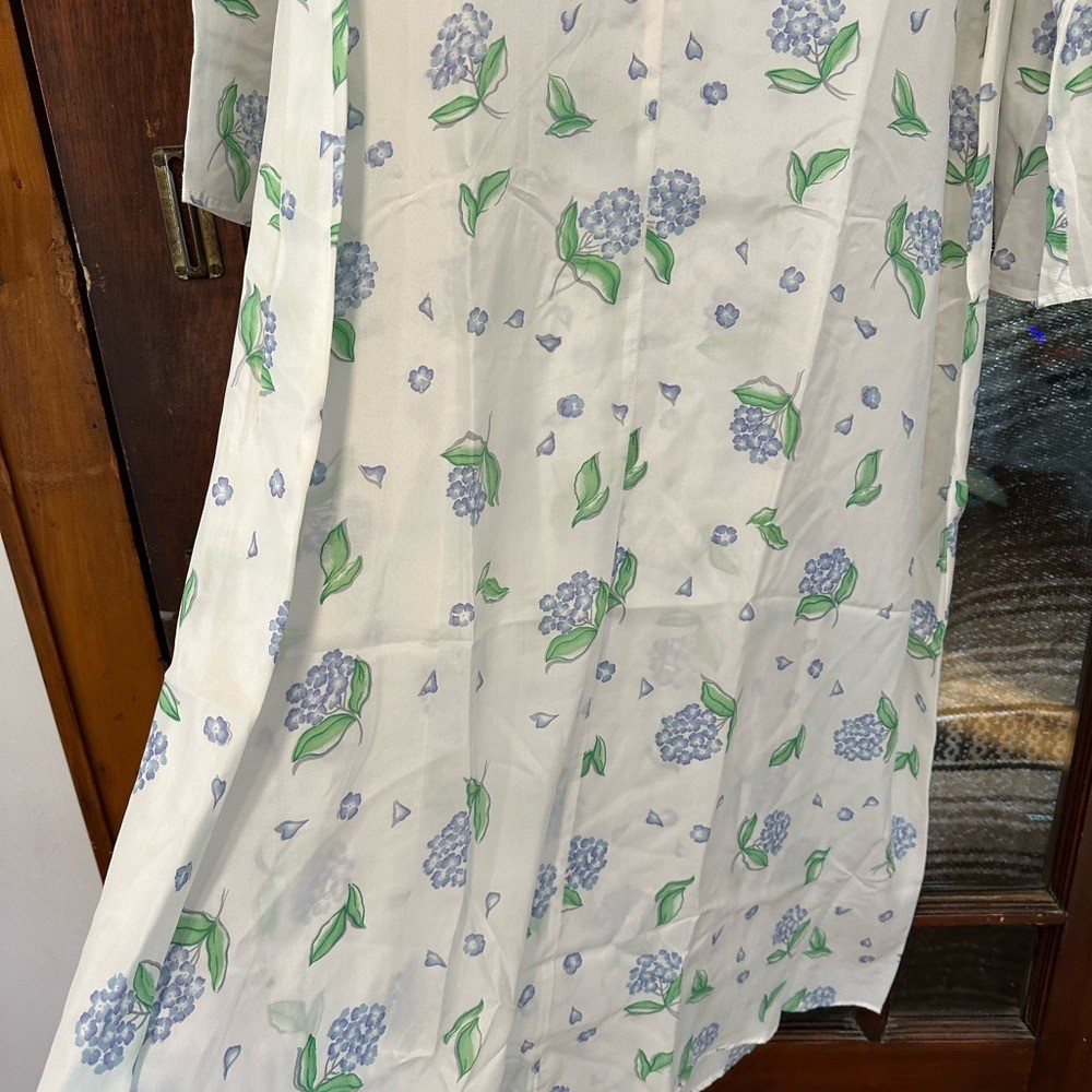 Michael Kathy Mims Cole Vintage Silk Nightgown Blue Floral Whimsigoth Dress S