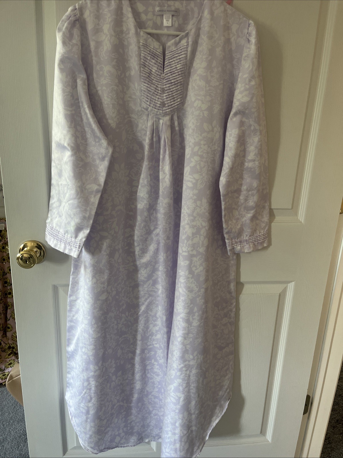 Carole hochman Long Sleeve Soft brushed Fleece inner satin Nightgown Largepurple