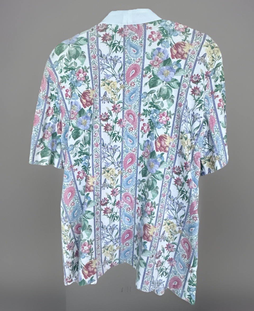 Dress Savvy New York Vintage Short Sleeve Weskit White Pink/Purple Floral 8P