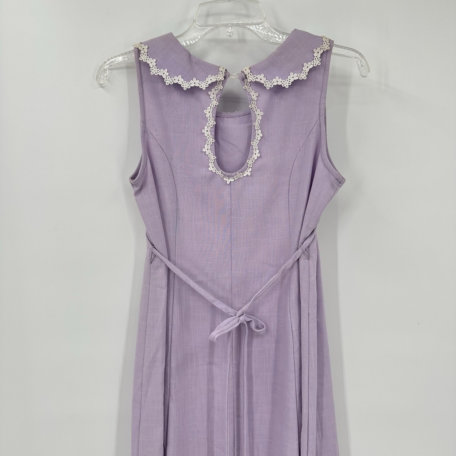 vintage 70S LILAC MIDI DRESS sundress LARGE cottagecore soft feminine twee