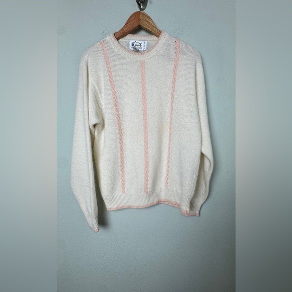 Vintage Lambswool Angora Sweater Cream Blush Soft Girl Coquette Cottagecore Knit