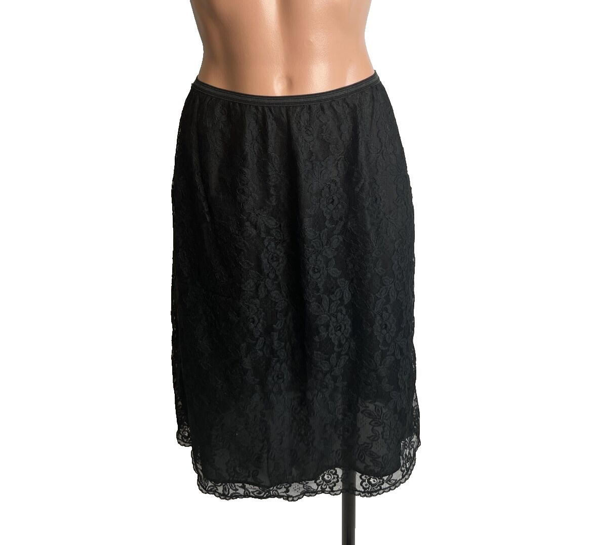 Vintage Half Floral Lace Slip Large Blac SEARS CHARMODE Lingerie Double Layered