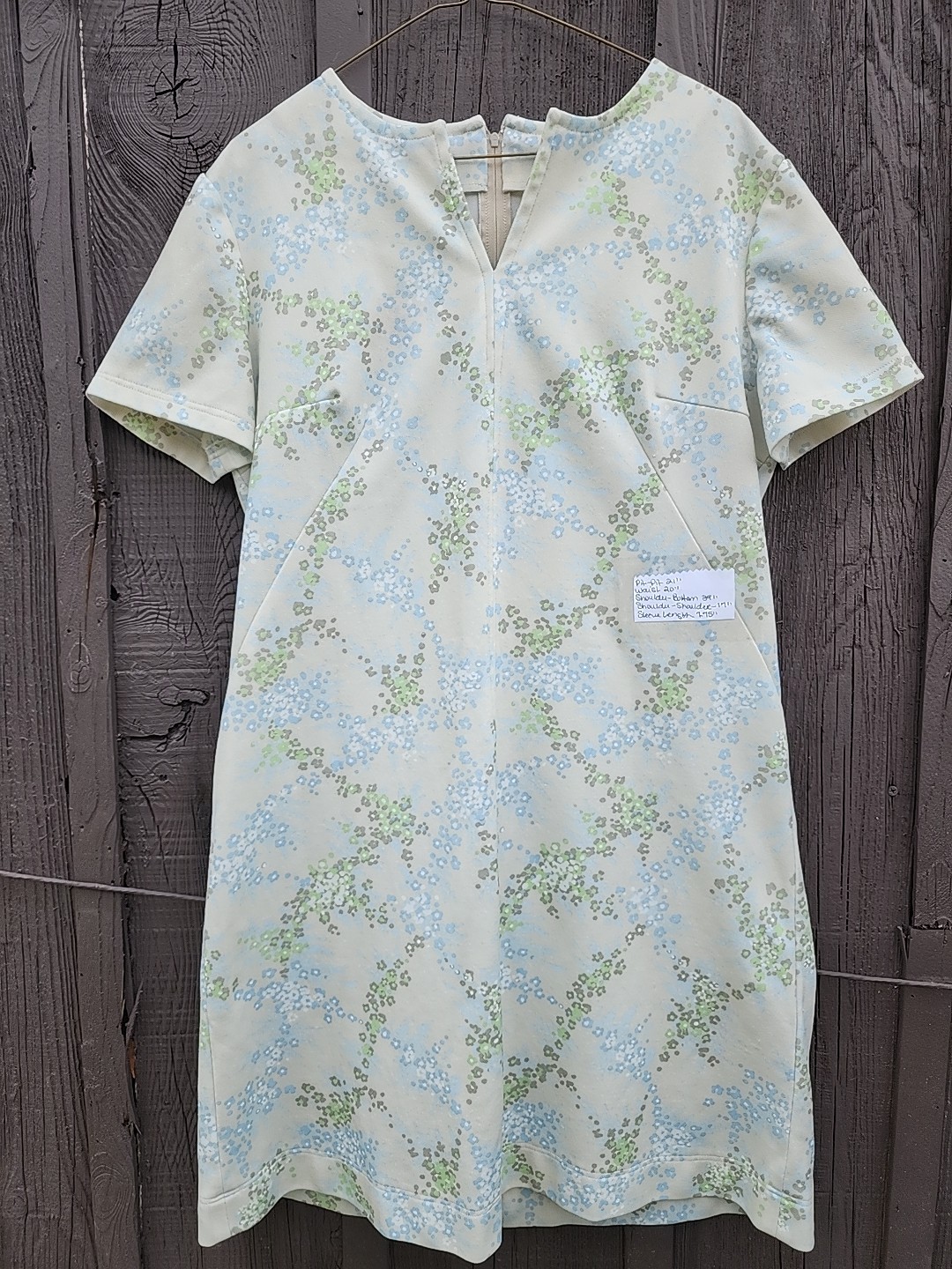 Vtg 70s Handmade Floral Print Double Knit Polyester Dress Womens XL-1X