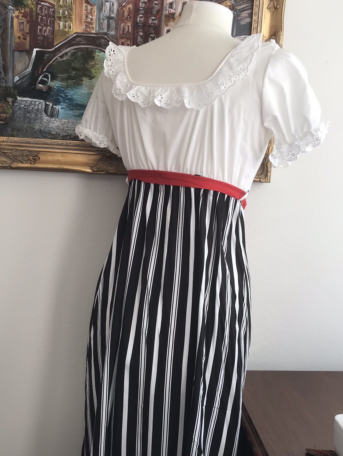 70s Ruffle Black and White Maxi Dress