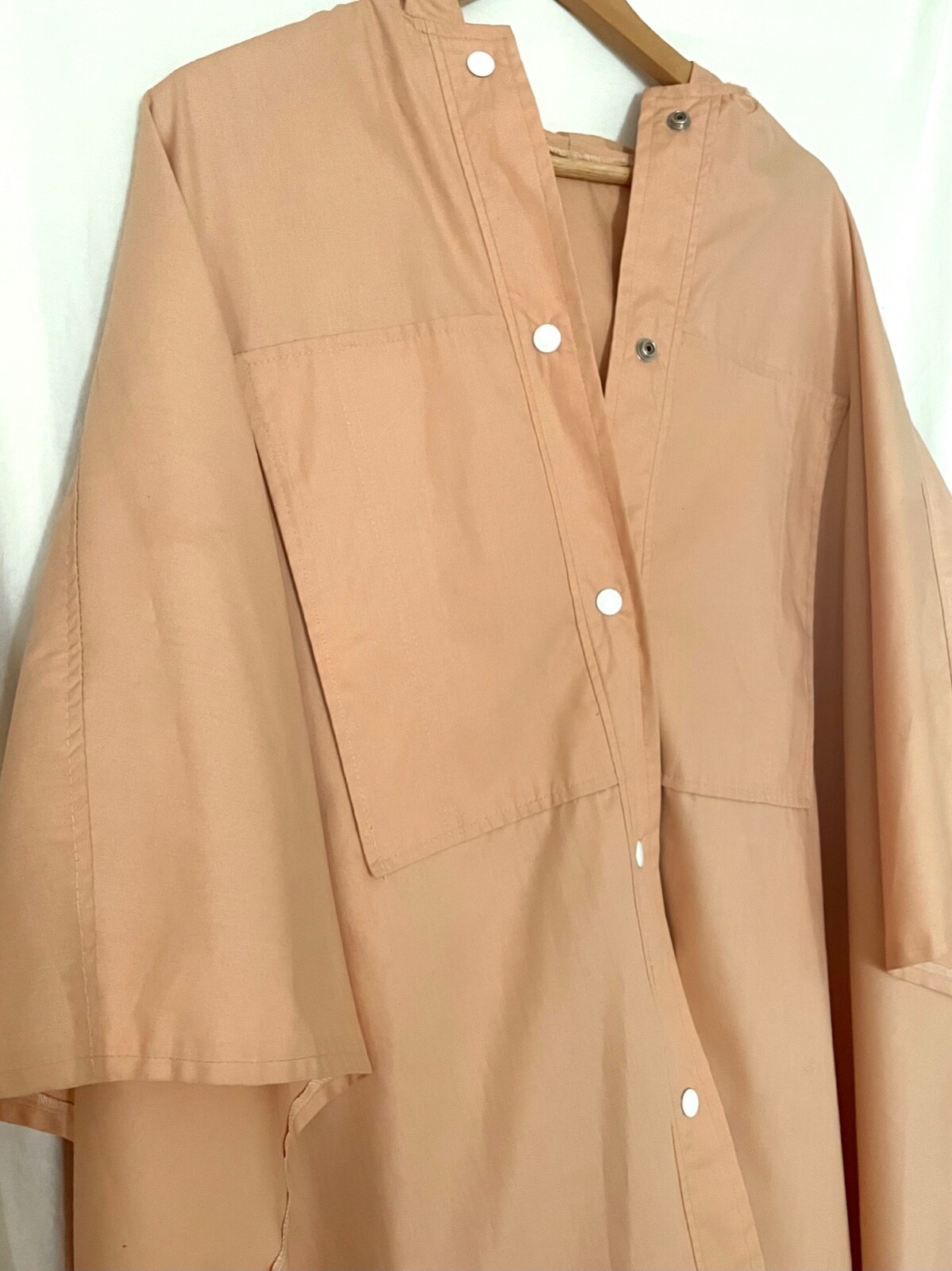 Vintage Peachy Coral Orange Oversized Hooded Cape Flowy Boho Lagenlook 60s 70s